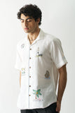 Beach Bliss - Hand Embroidered Pure Linen Shirt