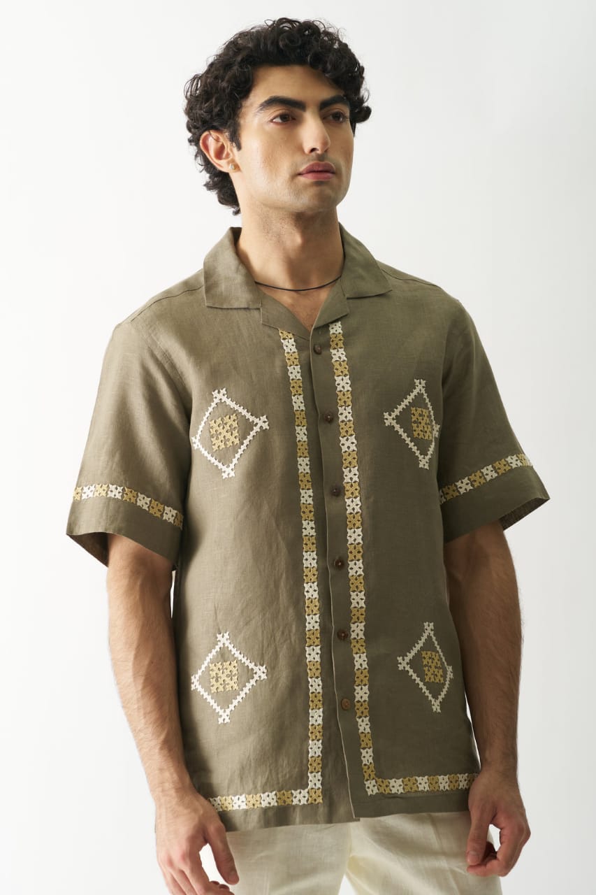 Call Me Aesthetic - Hand Embroidered Pure Linen Shirt