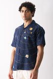 Celestial Panorama - Hand Embroidered Pure Linen Shirt