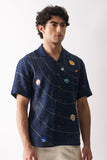 Celestial Panorama - Hand Embroidered Pure Linen Shirt