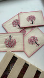 Cherry Blossom Hand-Embroidered Postcard