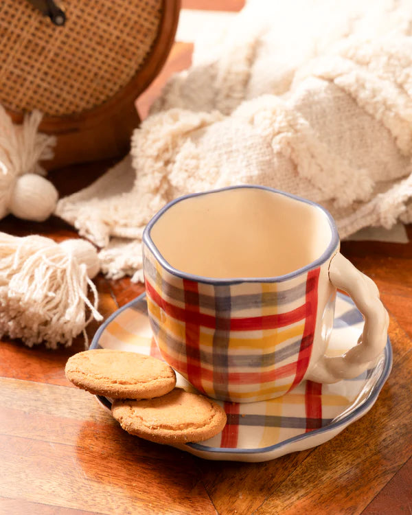 Checkered Cup and Saucer