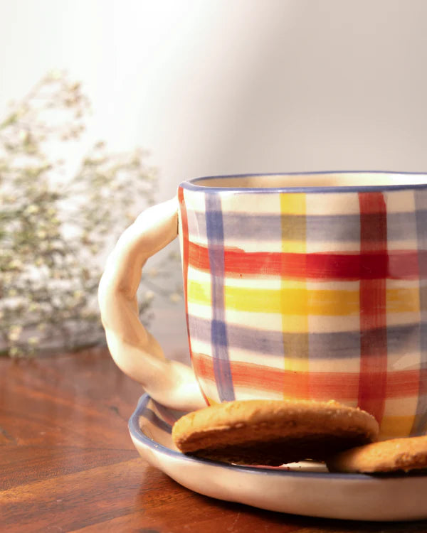 Checkered Cup and Saucer