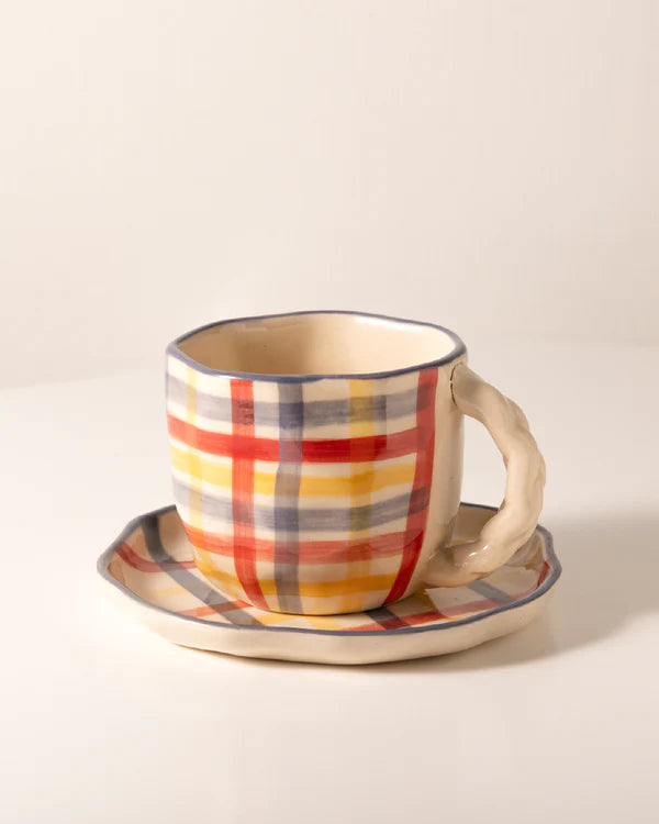 Checkered Cup and Saucer