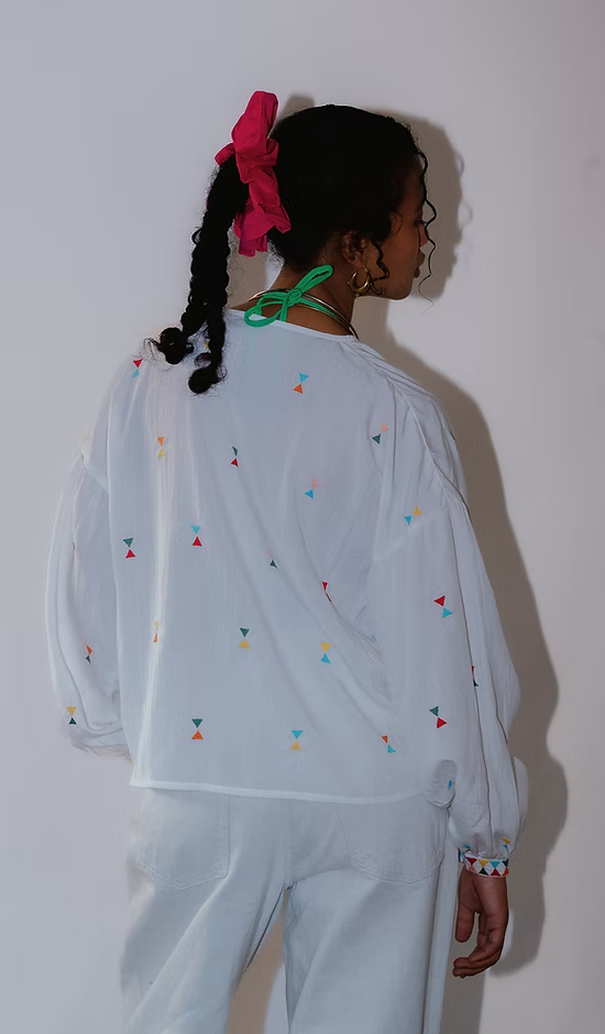 Yongli White Tie-Up Blouse