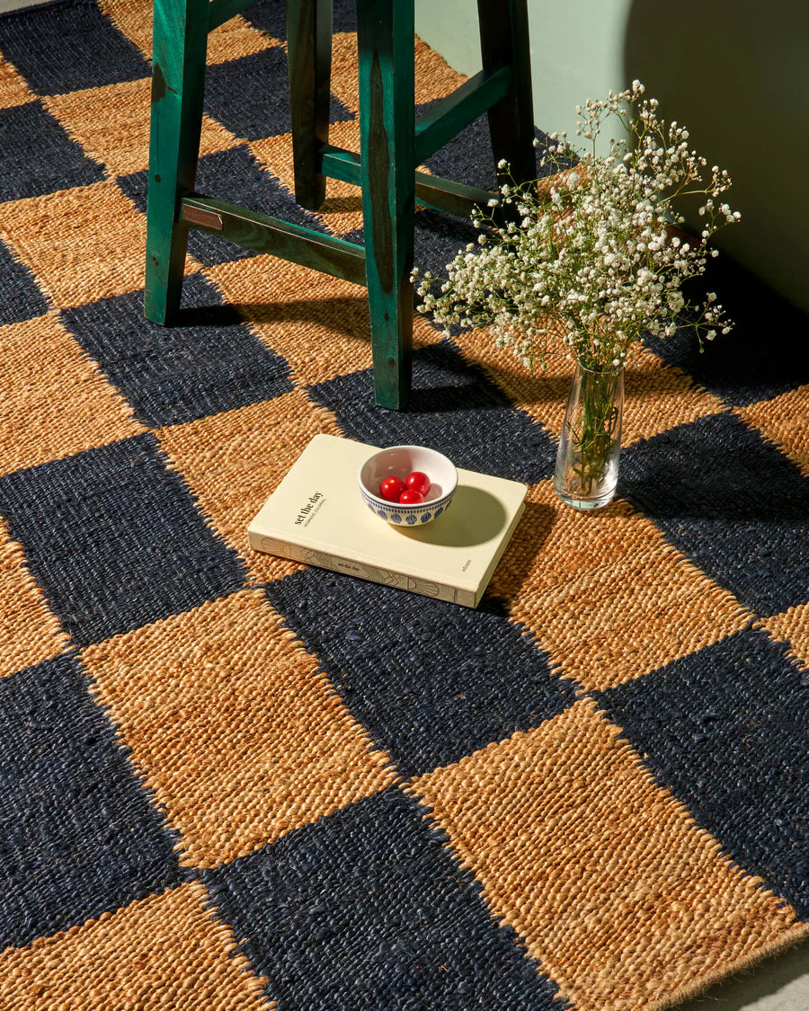 Cuadros Jute Rug - Blue