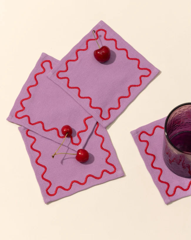 Embroidered Cocktail Napkins set of 4