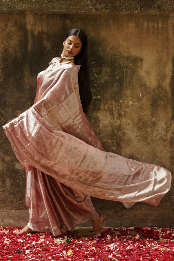 Pastel Coffee Handloom Tissue Saree