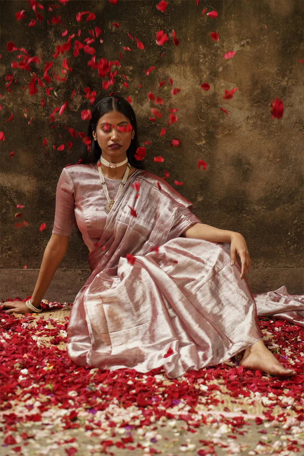 Pastel Coffee Handloom Tissue Saree