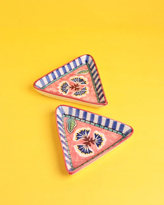 Nira Handpainted Triangular Platters - Set of 2