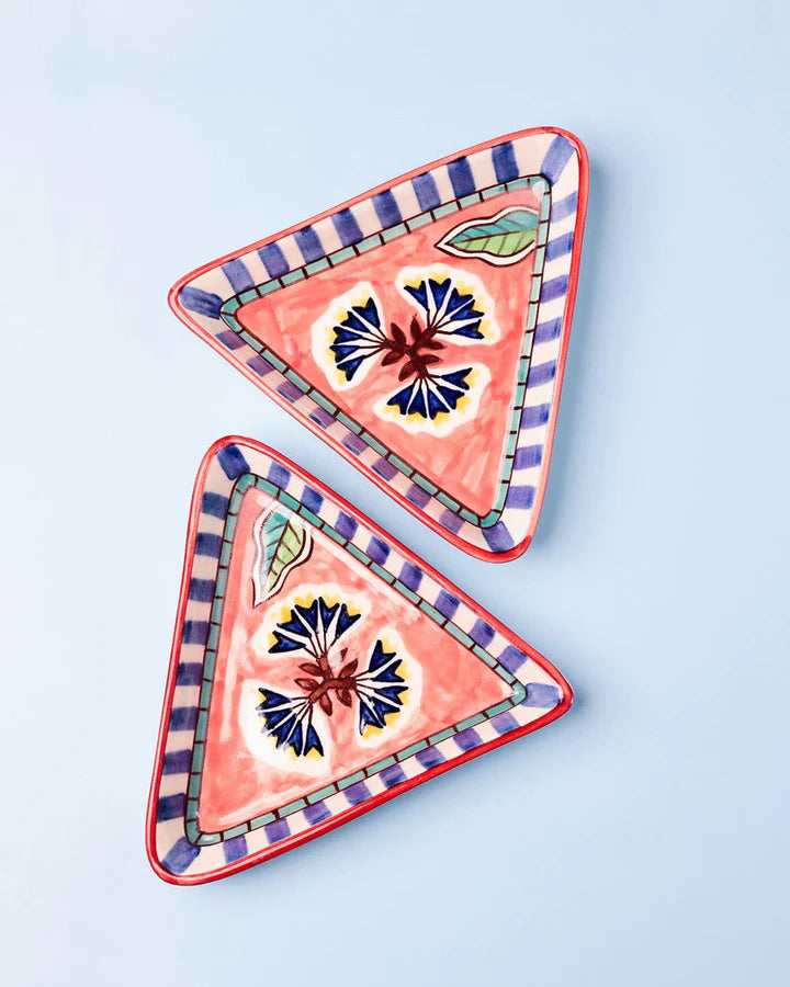 Nira Handpainted Triangular Platters - Set of 2