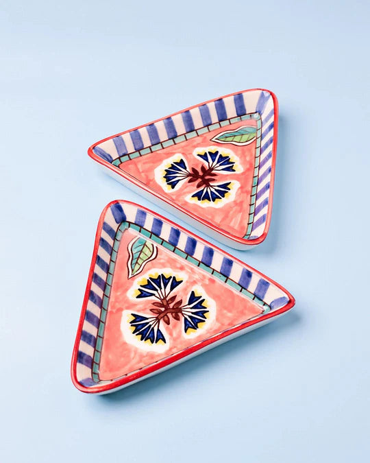 Nira Handpainted Triangular Platters - Set of 2