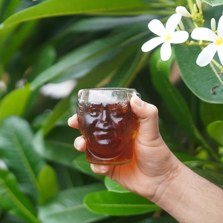 Upcycled Old Monk Face Glass