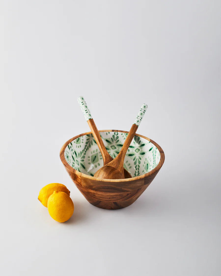 Wooden Salad Bowl w/ Servers - Sigago