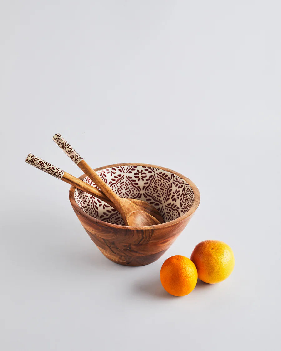 Wooden Salad Bowl w/ Servers - Tuli