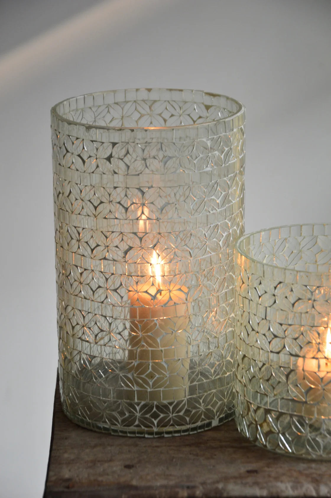 Mosaic Candle Holder with Pillar Candles