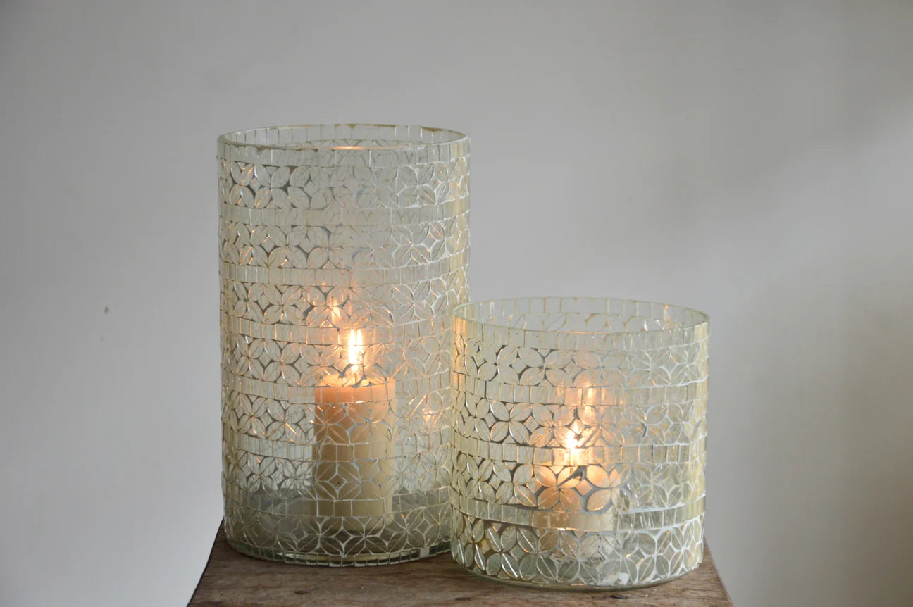 Mosaic Candle Holder with Pillar Candles