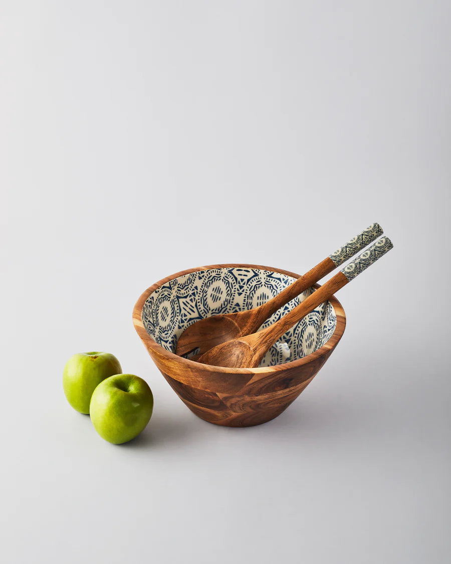 Wooden Salad Bowl w/ Servers - Fai