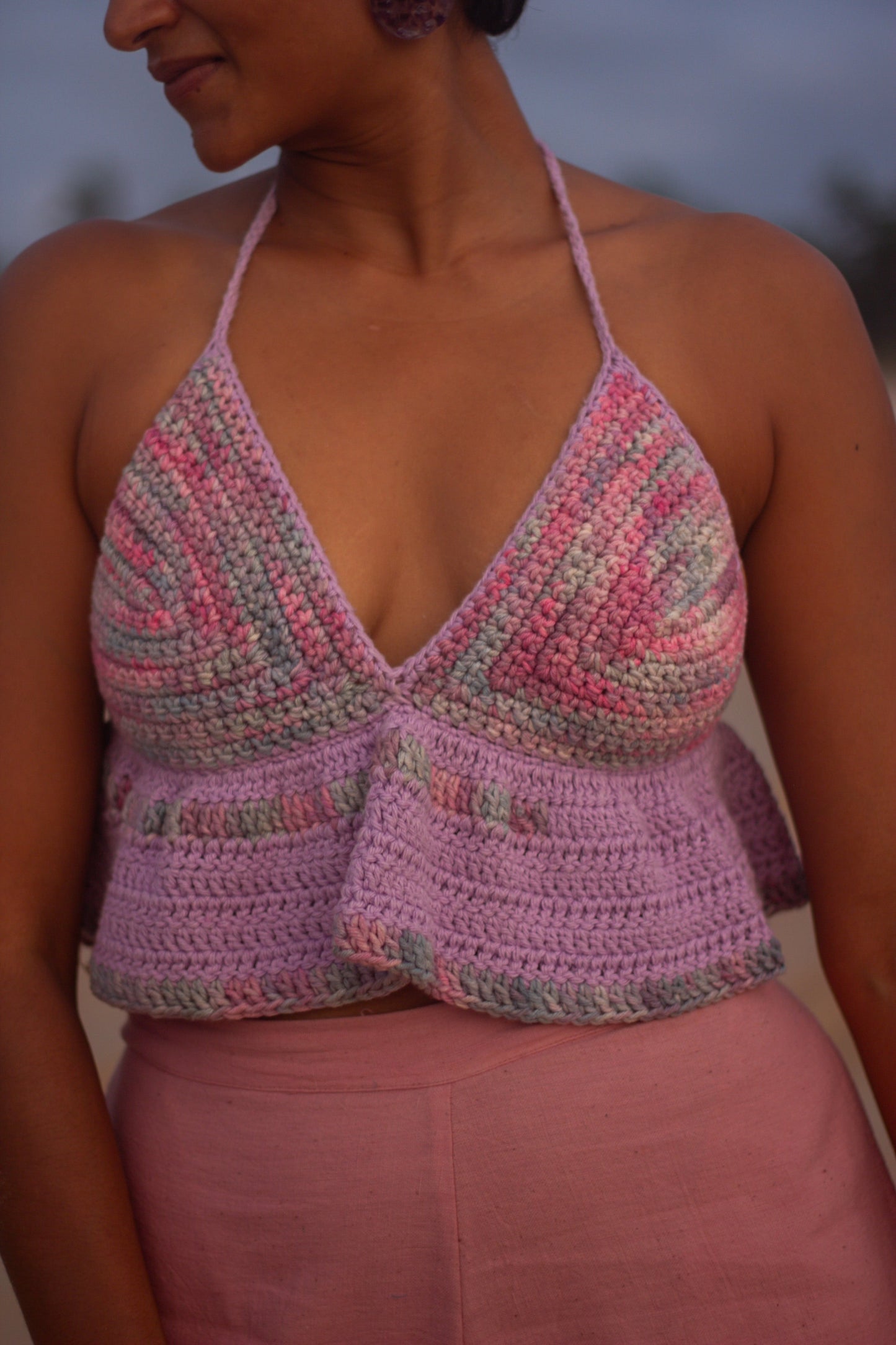 Crocheted Flora Peplum Top